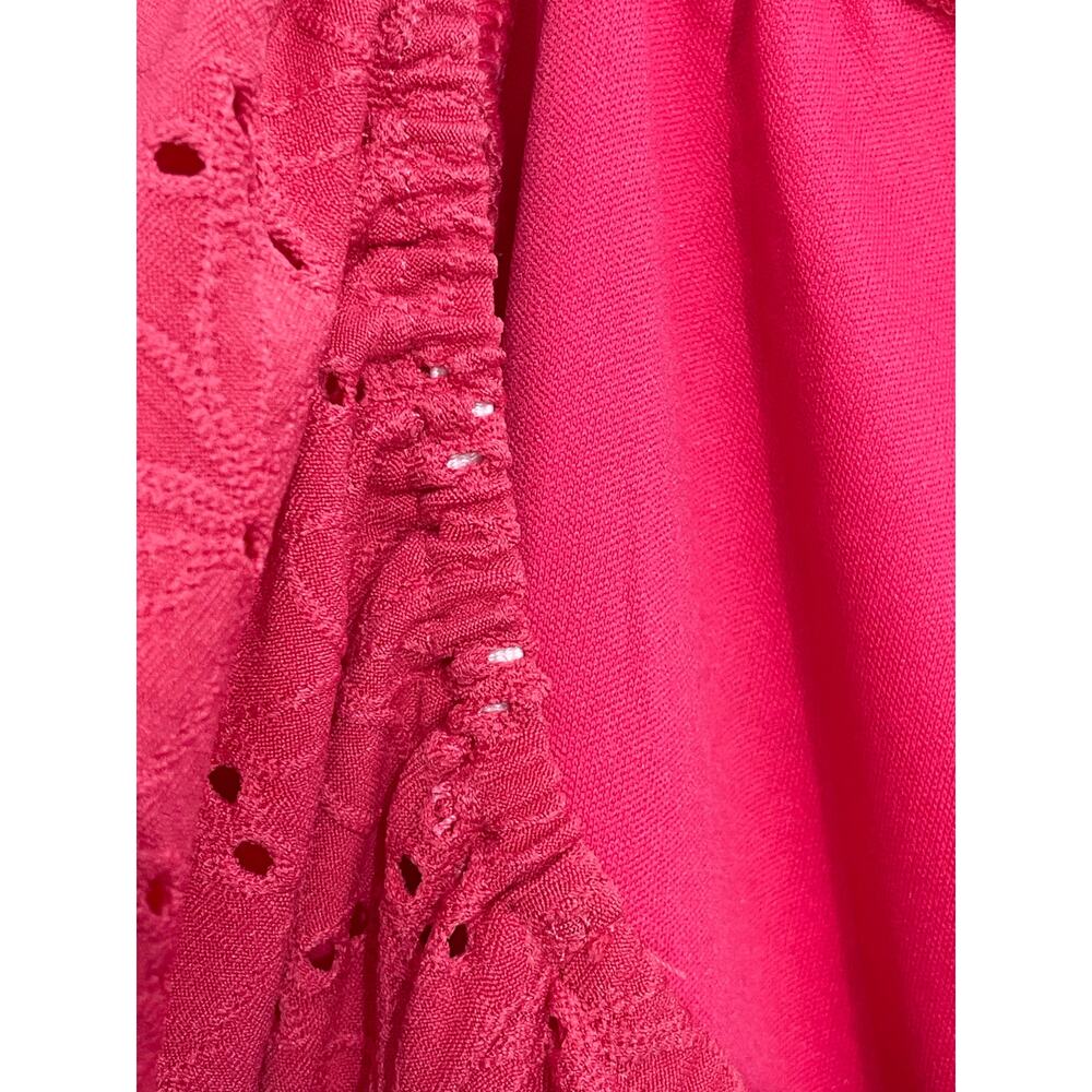 Lane Bryant Blouse 26/28 Pink Floral Embroidered Eyelet Puff Sleeve Coquette - Picture 3 of 7